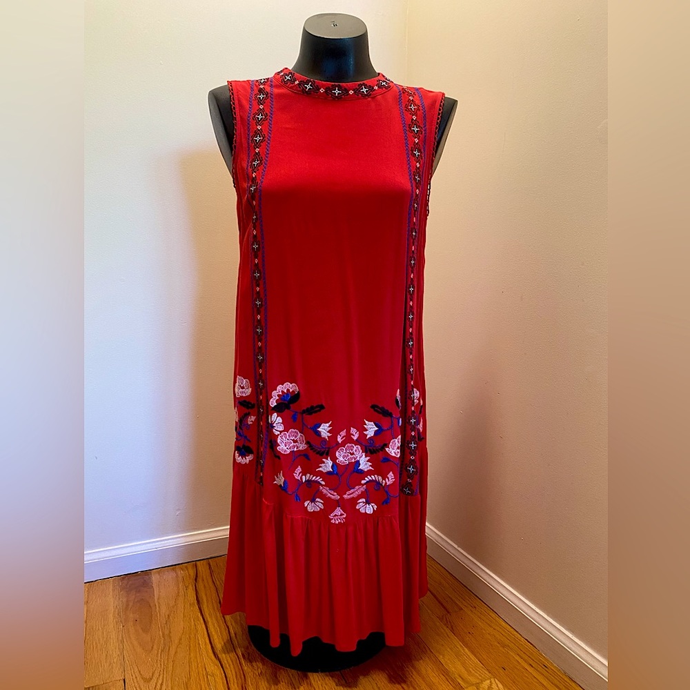 Red boho dress